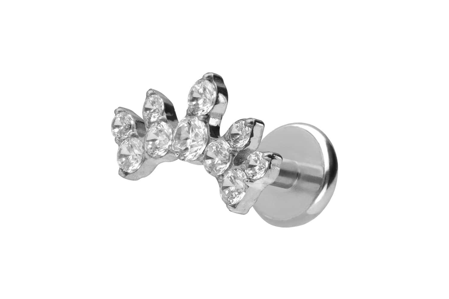 Titan Labret Piercing mit Push Fit KRISTALLBOGEN